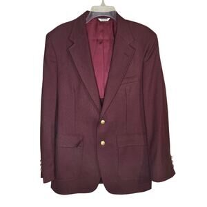 VINTAGE BURGUNDY BLAZER WITH GOLD BUTTONS CLASSIC CUT SIZE 42-44R 0275